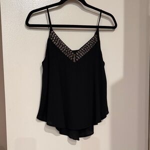 Astr Black Camisole with Embellished Neckline